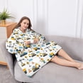 thumbnail image 5 of Oversized Wearable Blanket Hoodie,Cartoon Construction Vehicles Workers White Pattern Sherpa Blanket Hoodie with Super Pockets,Super Warm Fuzzy Pullover for Women & Men, 5 of 6