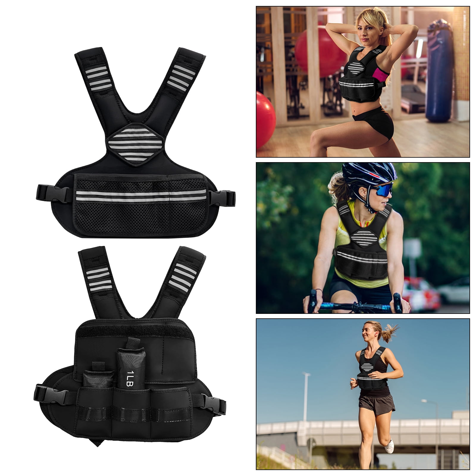 Adjustable Weighted Vest for Women, 4-10 lbs – Workout Vest with Reflective Strips, Large Pockets & 6 Ironsand Weights – Strength Training Vest for Walking, Running & Fitness