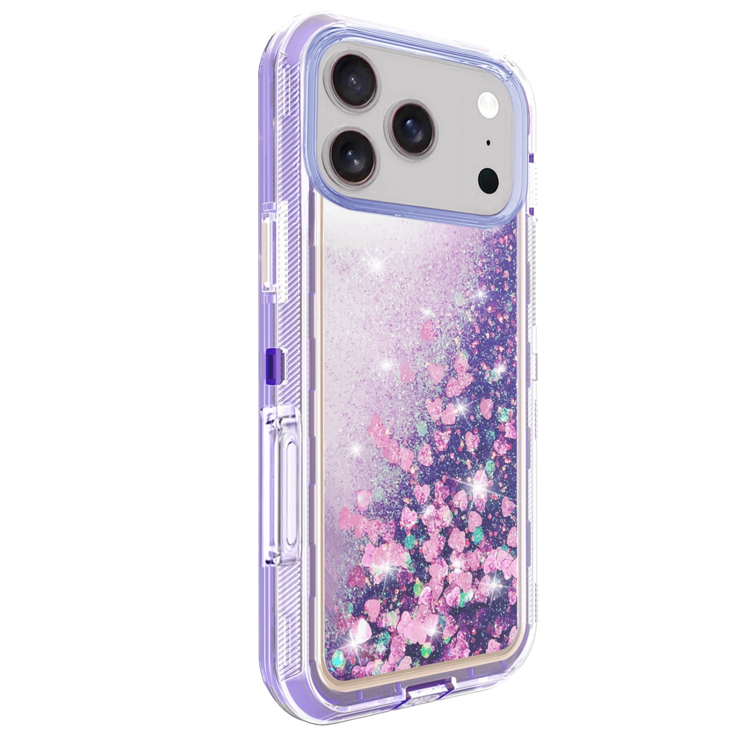 Protective Liquid Glitter Shockproof Bumper Case for iPhone 17 Pro Max - Purple