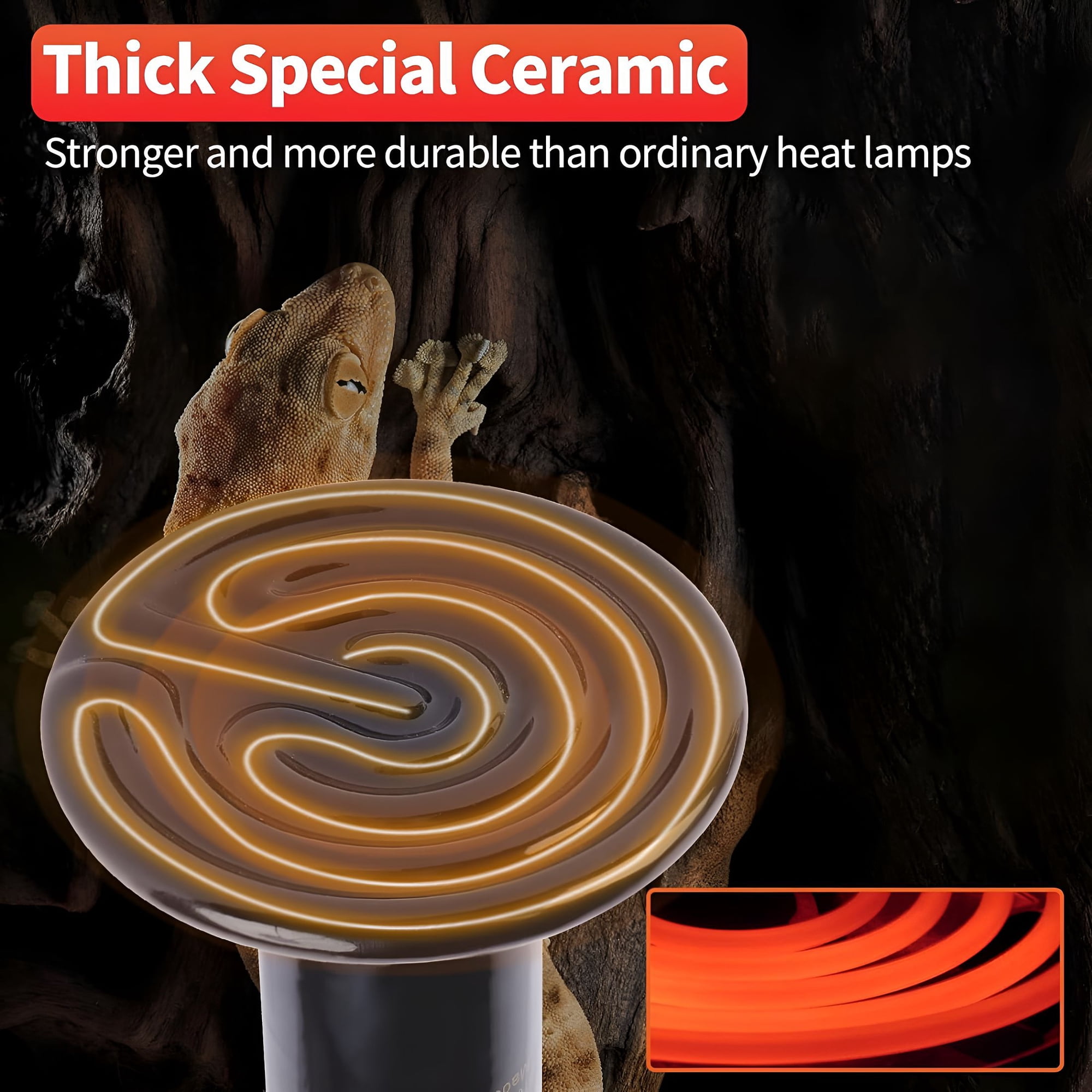 HIBIBUD 1Pcs 50W Reptile Heat Lamp, Pet Infrared Ceramic Heater Emitter Appliances Lamp, for Amphibian Pet Brooder Coop, Lizard, Turtle, Snake, Terrarium Incubating Chicken