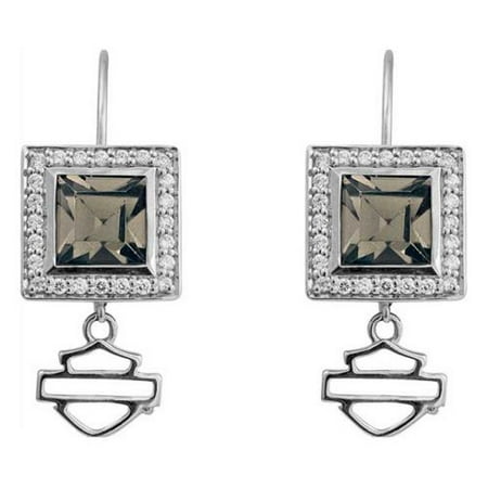 Harley Davidson Womens Earrings Black Ice Square Harley Davidson Womens Earrings Black Ice Square Crystal Bling Hde0359