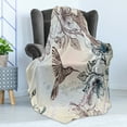 thumbnail image 4 of Hummingbird Soft Flannel Fleece Throw Blanket, Birds and Hibiscus Flowers Nostalgia Antique Design Classical Print, Cozy Plush for Indoor and Outdoor Use, 50" x 60", Teal Brown, by Ambesonne, 4 of 5