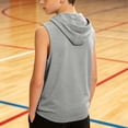 thumbnail image 4 of larppty Boys' Tank Tops Sleeveless Athletic Hoodies Pullover Sports Workout Basic T-Shirts Kids 5-15 Years Teens(9-10 Years,Grey), 4 of 4
