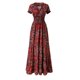 thumbnail image 4 of Vestido largo de manga corta con cuello en V y estampado informal de gasa de verano para mujer a la moda Fridja  qw6612, 4 of 6