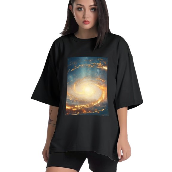 Plus Size Shirt for Women Black Tops for Women Short Sleeves Shirt for Women Stars In A Spiral Shape 2 T Shirt Crewneck Shirt for Women XS
