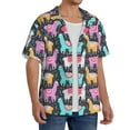 thumbnail image 2 of Rateoe Colorful Alpaca Pattern Men's Short Sleeve Classic Shirt, Casual Short-Sleeved Shirt, Lightweight Summer Shirt, Cuban Collar Shirt,Button-Front Shirt-Medium, 2 of 5