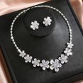 thumbnail image 5 of AEXTO Elegant Silver Flower Rhinestone Jewelry Set for Women – 3-Piece Petal Statement Necklace, Stud Earrings & Adjustable Ring – Sparkling Crystal Floral Wedding Bridal Party Accessories, 5 of 8