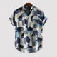 thumbnail image 3 of Camisas De Vestir Para Hombre Manga Larga El color de la manga de Colable de color suelto Mens Casual golpeó camisas de verano camisas de Men (Blue, L), 3 of 7