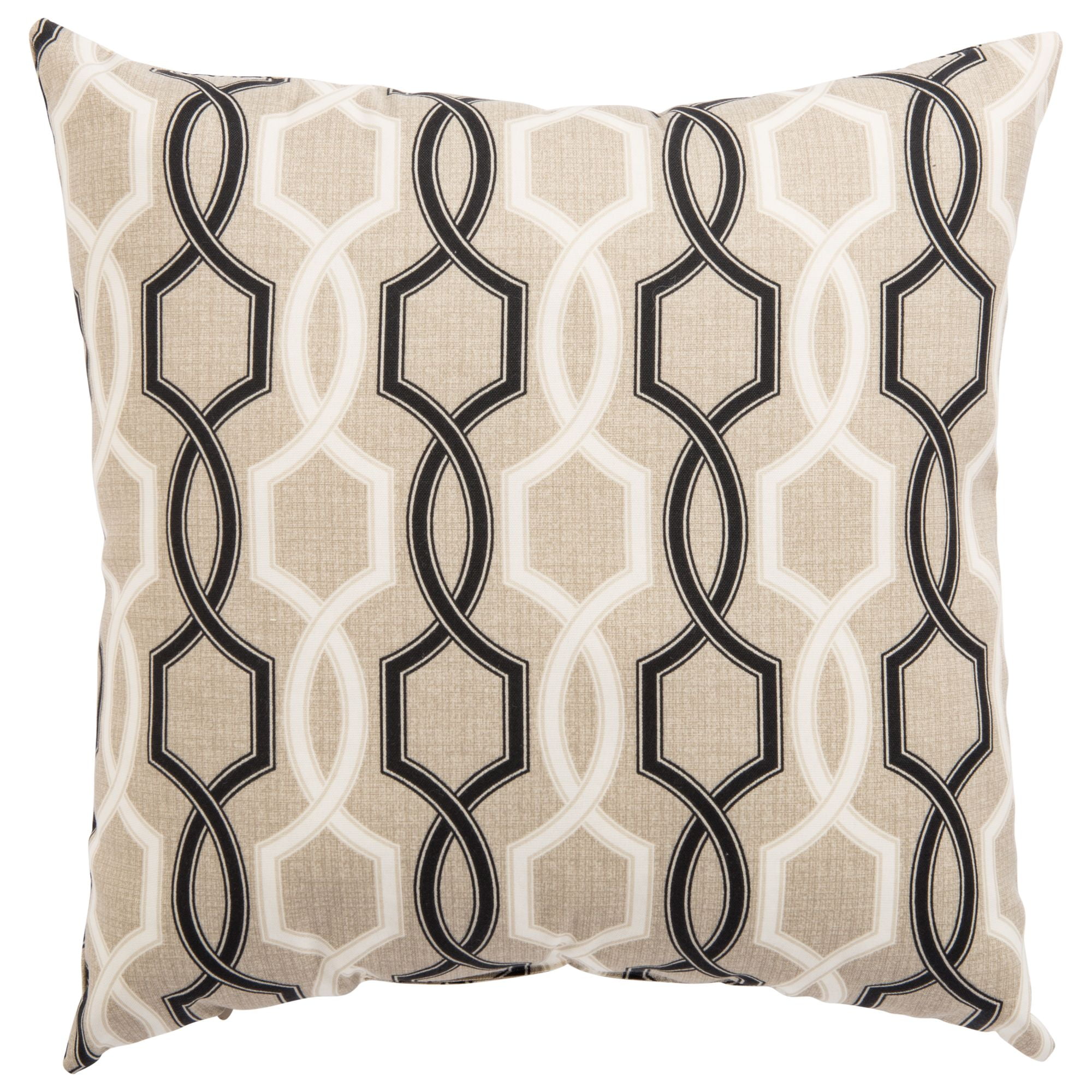 18" Beige and Black Trellis Square Outdoor Patio Throw Pillow Walmart