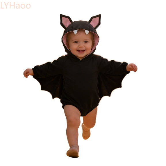 LYHaoo Bat Sleeve Romper for Girls, Toddler Halloween Dress Up Outfit for Costume Party(18-24 Months)