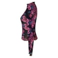 thumbnail image 5 of Lace Mesh Sheer Long Sleeve Tops for Women Layering Floral Embroidery See Through Tee Fitted Tight T Shirts Blouses Hot Pink 2XL, 5 of 7