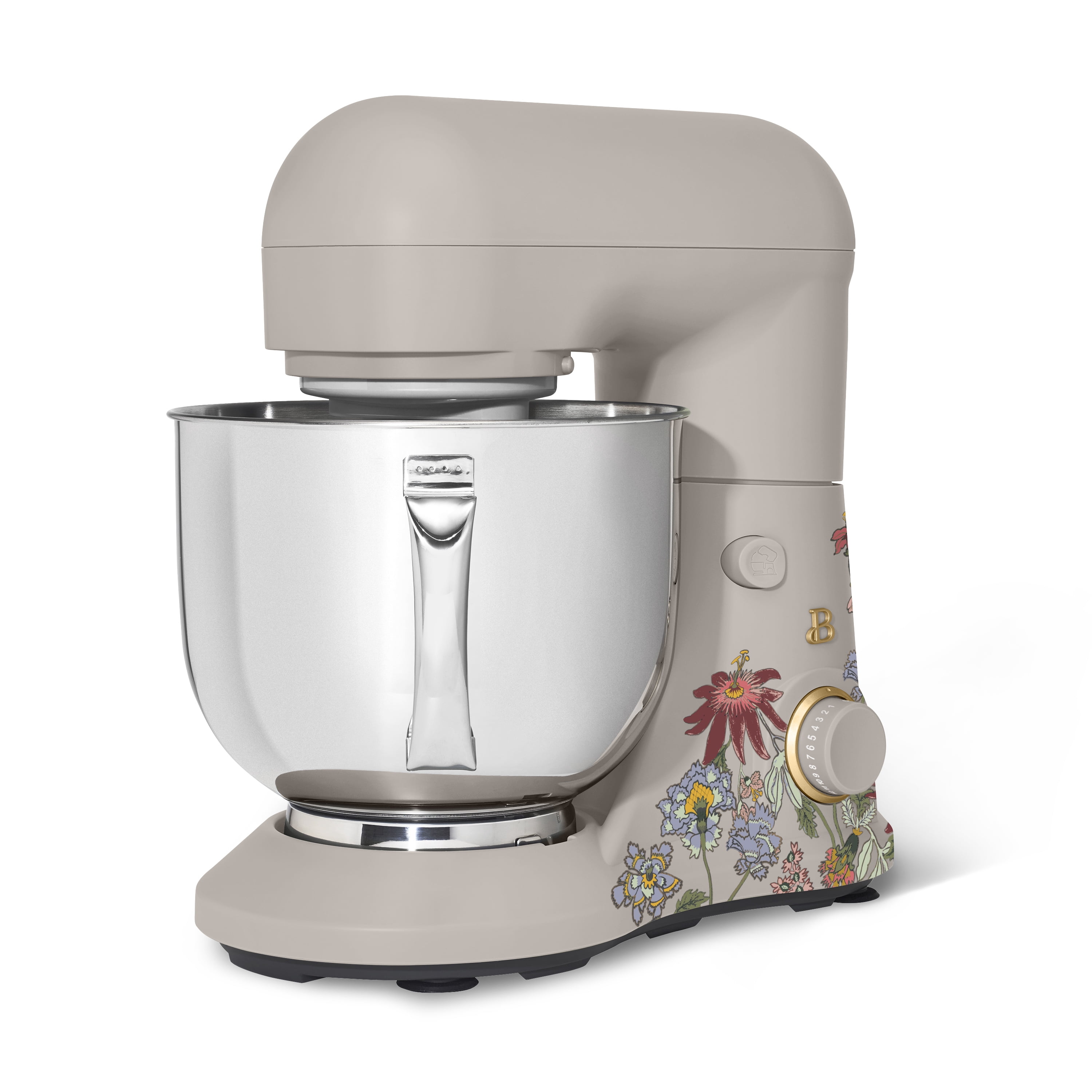 Beautiful 5.3 Qt Stand Mixer, Lightweight & Powerful with Tilt-Head, Wildflower Porcini Taupe by Drew Barrymore