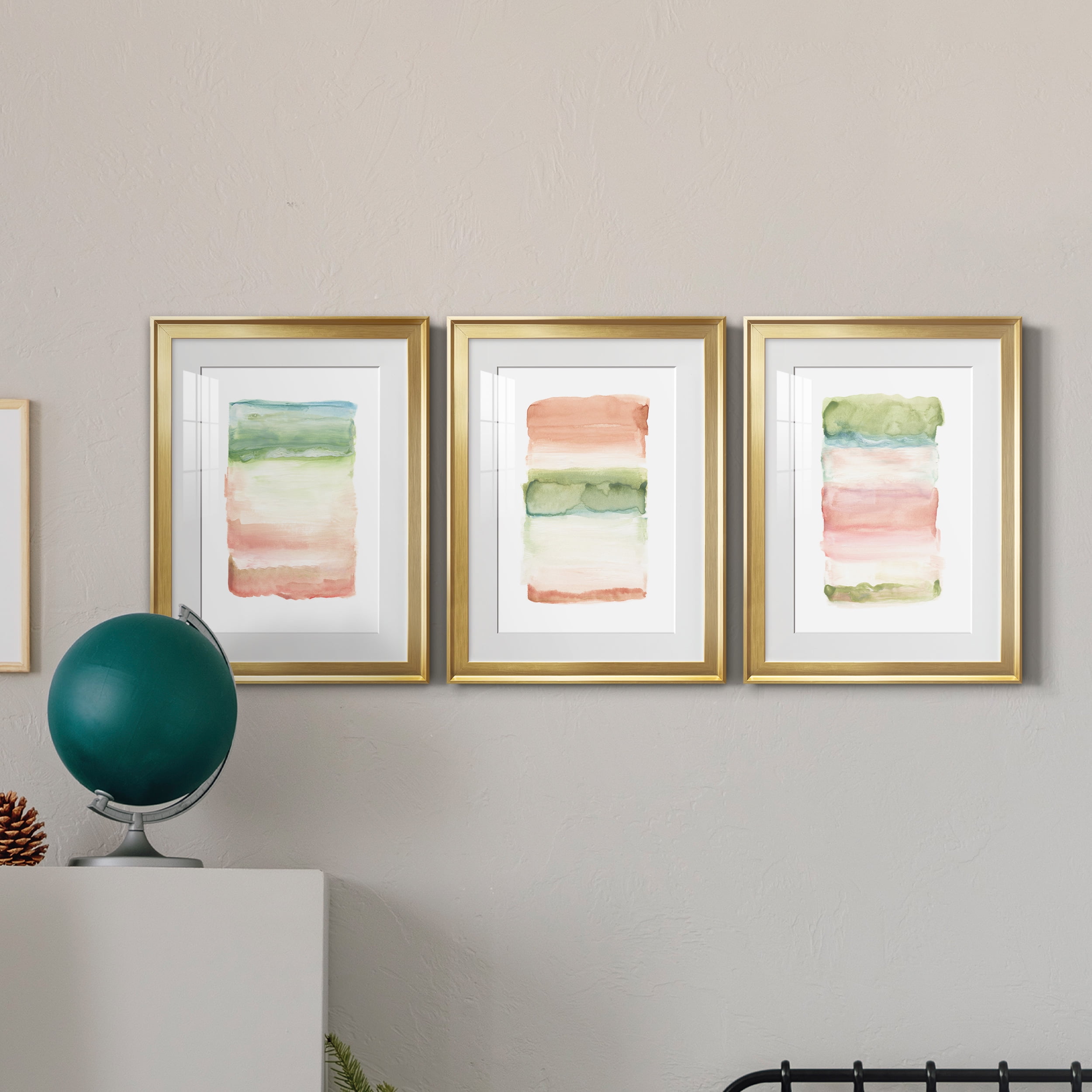 Skye I Premium Framed Prints Set of 3 - Ready to Hang - 18 x 24 Each - Gold Frame