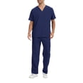 thumbnail image 3 of Men's Medical Scrubs Set Short Sleeve V Neck Scrubs Top & Jogger Wide Leg Pants Breathable Comfort 2 Pieces Outfit, XL, 3 of 9