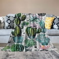 thumbnail image 2 of Nawypu  Cactus Throw Blanket, Cartoon Style Inspired Drawing of Hedgehog Animals Saguaro and Prickly Pear, Flannel  Accent Piece Soft Couch Cover for Adults,, 2 of 6