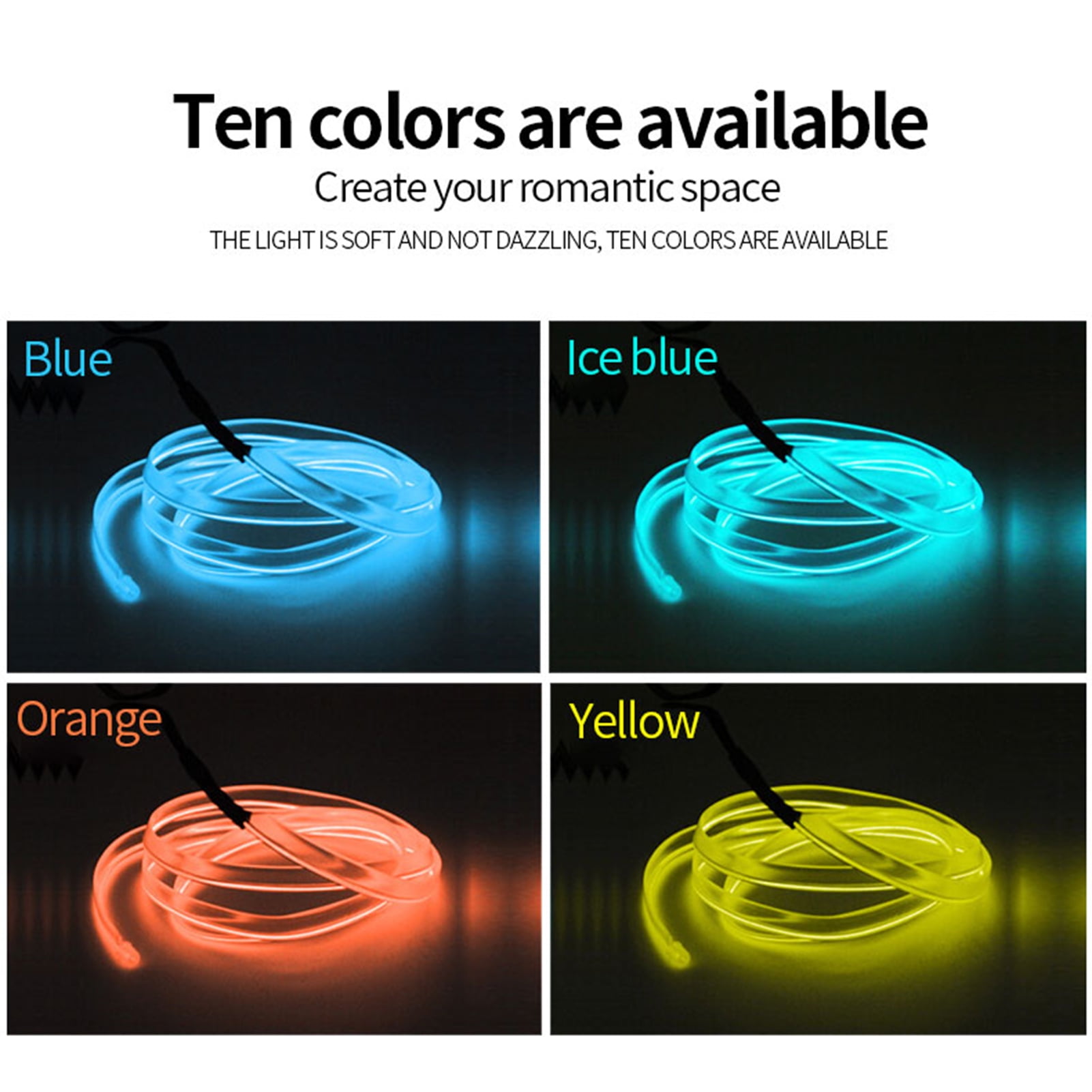 Hibibud GWONG Car Ambient Light Decorative Eye-catching DIY Car Interior LED Wiring Neon Light Strip for Bike