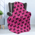 thumbnail image 4 of Pearls Soft Flannel Fleece Blanket, Bow Ties with Hearts Feminine Valentines Day Romantic Theme with Dotted Background, Cozy Plush for Indoor and Outdoor Use, 70" x 90", Pink Black, by Ambesonne, 4 of 5