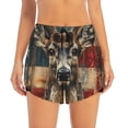 thumbnail image 4 of Lsque American Flag Deer Art Printed Women's Running Shorts with Liner Pockets,Elastic Quick Dry Workout Athletic Gym Yoga Shorts,Womens High Waist Shorts-Medium, 4 of 9