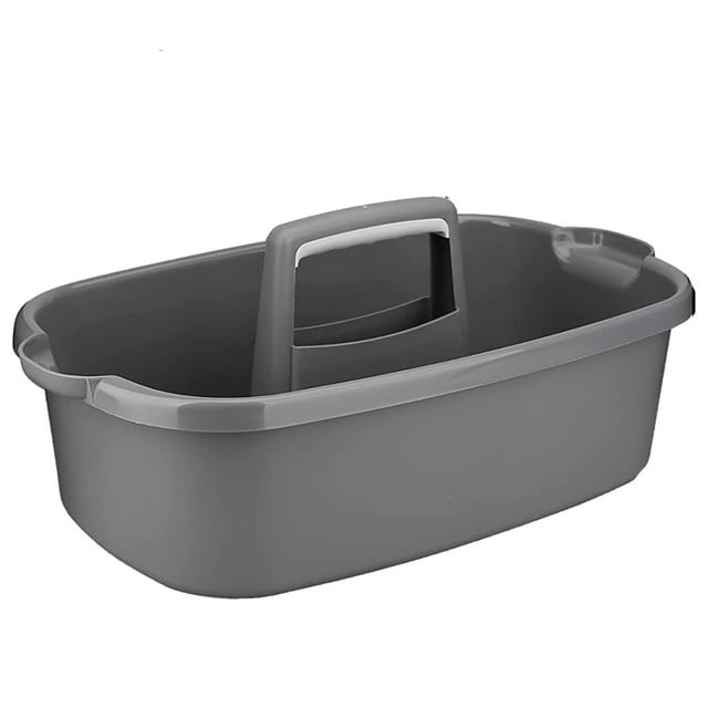 Cesta de Almacenamiento de PláStico Cajita de Ducha PortáTil Cesta Organizadora de Asas con Asa para BañO, Dormitorio, Cocina Gris Oscuro