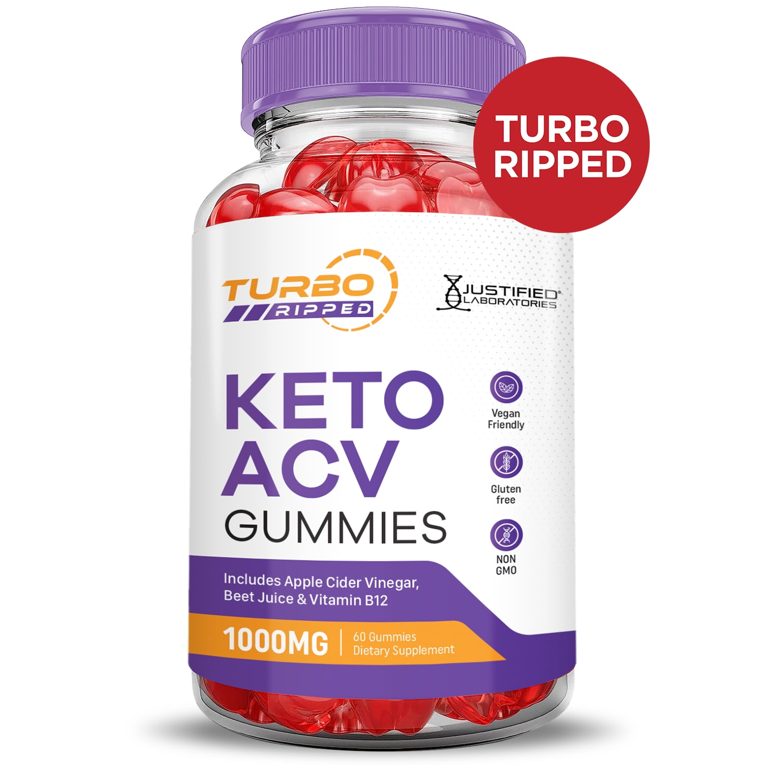 (3 Pack) Turbo Ripped Keto ACV Gummies 1000MG Dietary Supplement 180 Gummys