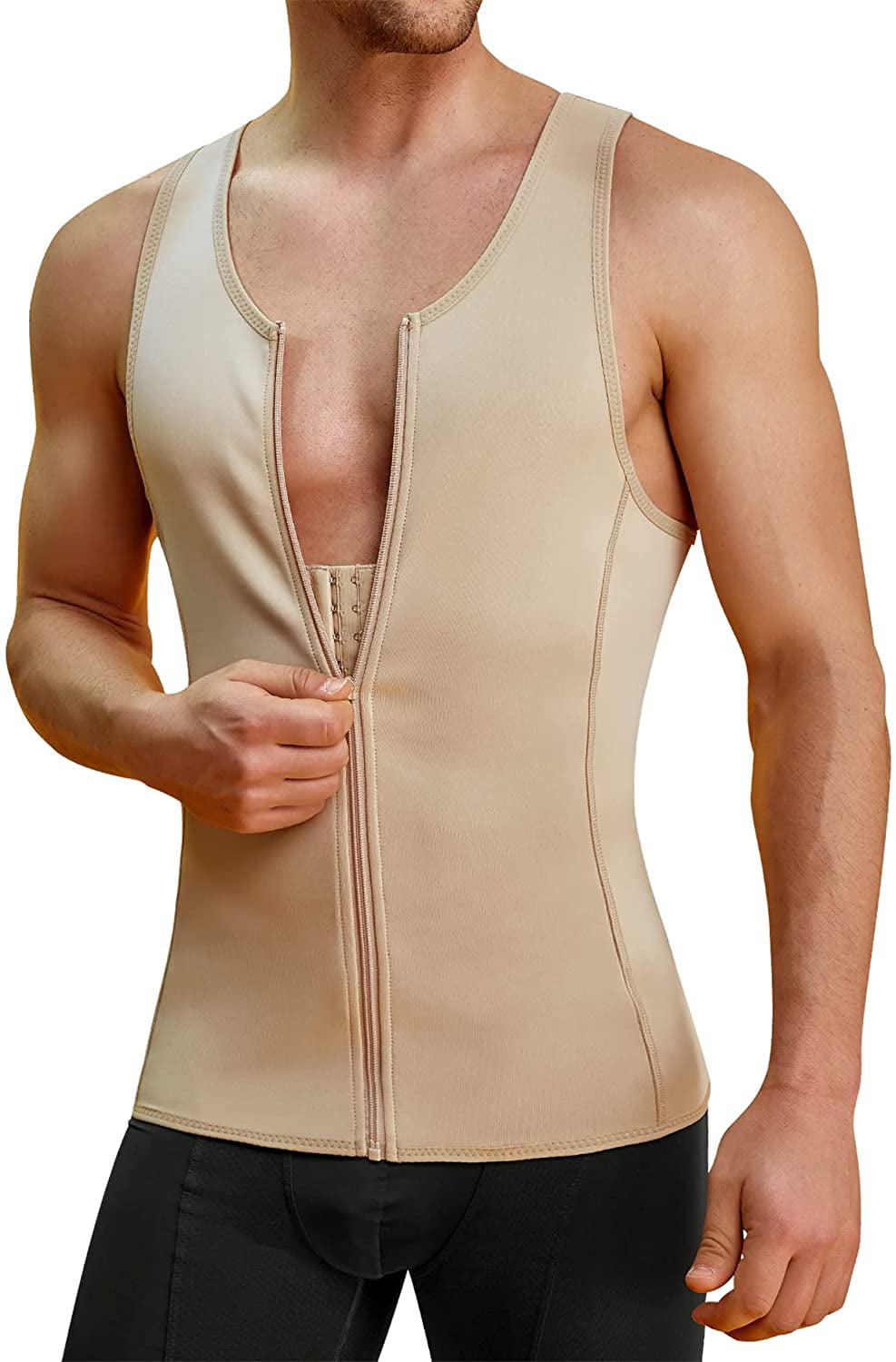MOLUTAN Mens Compression Shirt Slimming Body Shaper Vest Sleeveless Undershirt Tank Top Tummy Control Shapewear for Men