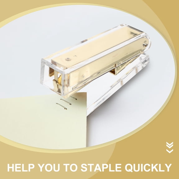 ibasenice Hand Stapler Acrylic Golden 1Pack Quick Stapling Professional Design School Use