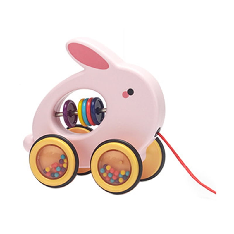 Toddler Push & Pull Toys, Pull Along Walking Toy Baby Toy with Rubber