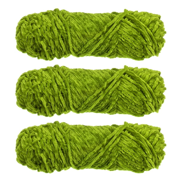 Hilo Chenille Suave Manta 3x100gr/3.5oz Poliéster Terciopelo Verde Unique Bargains