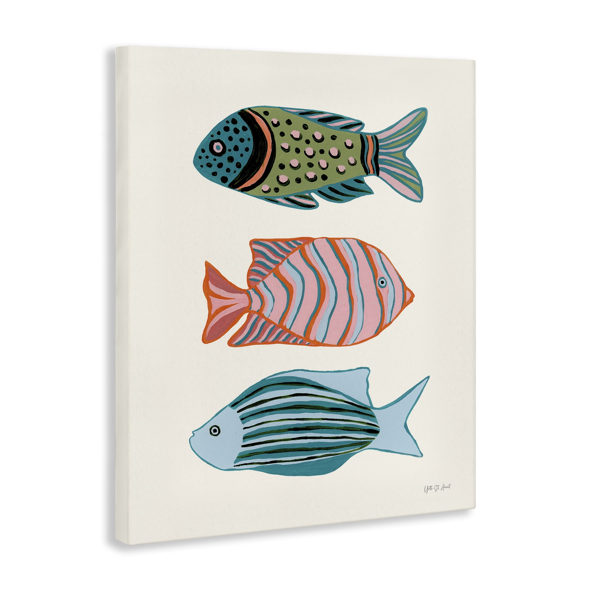 Stupell Industries Bright Tropical Fish Nautical & Beach Painting Wrapped Canvas Art Print Wall Art, 16 x 20