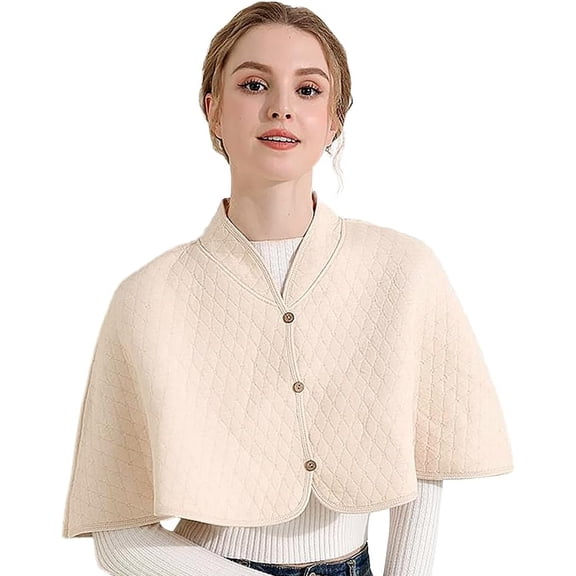 Kukuzhu Women Thermal Shoulder Shawl Cape Thick Fleece Padded Shoulder Warmer Wrap Warm Wheelchair Care Jacket Coat