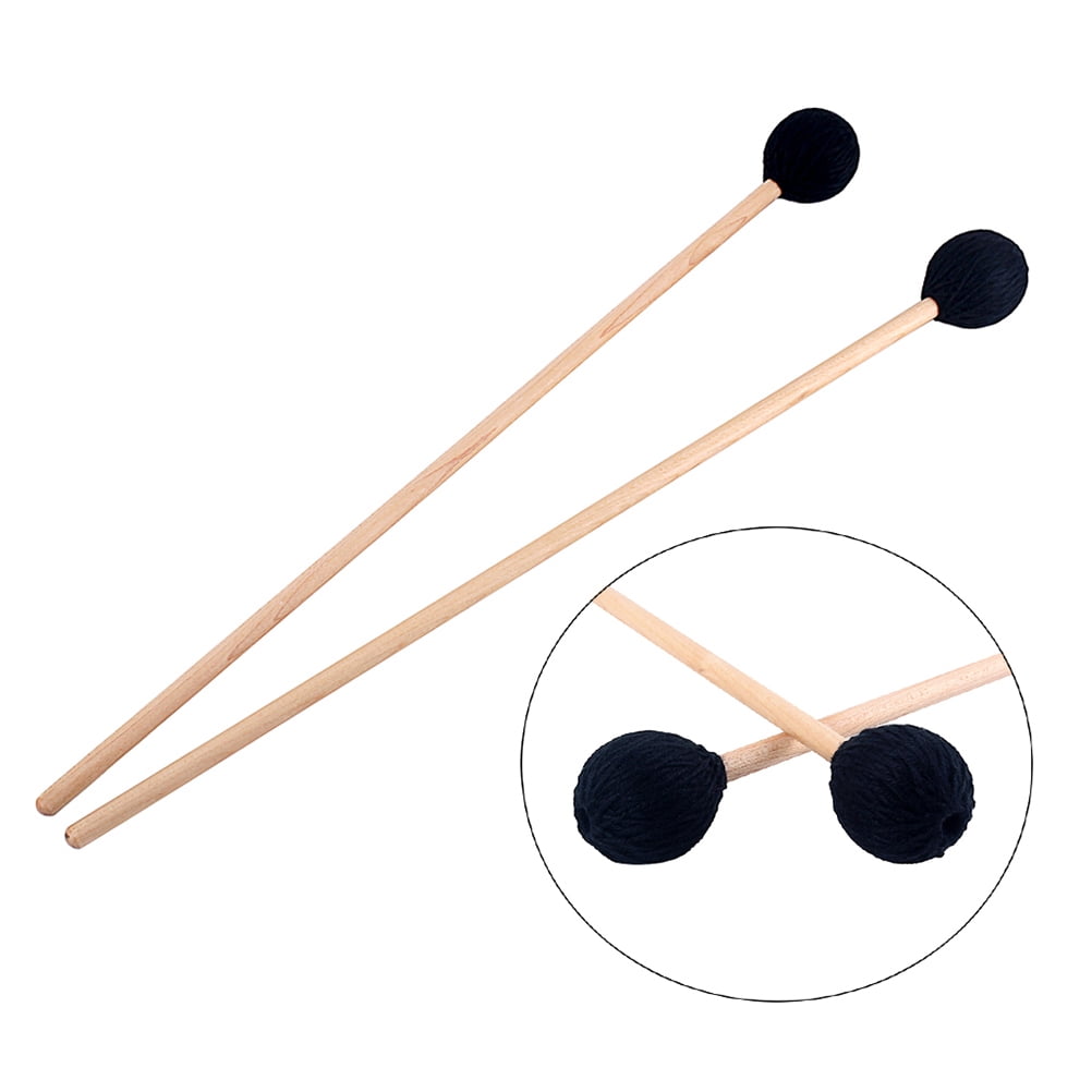 FOMIYES Drumsticks Mallets Wooden Handle Black 2Pcs