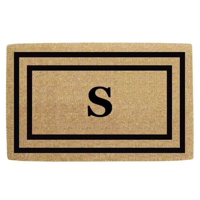 Nedia Home O2182S 36 x 72 Po Mince Double Cadre Photo Résistant Tapis de Porte en Coco & 44; S Monogramme - Noir
