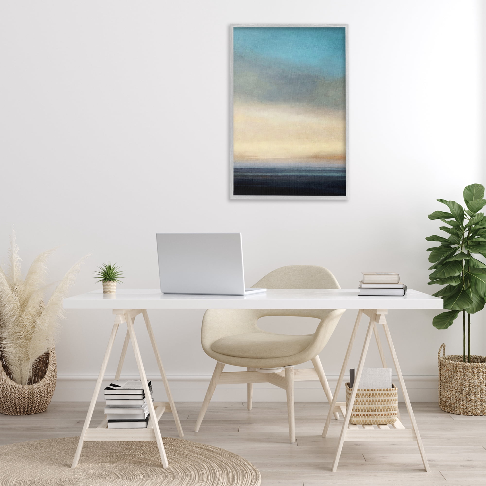 Stupell Industries Stormy Beach Abstraction Coastal Painting Gray Framed Art Print Wall Art, 20 x 30