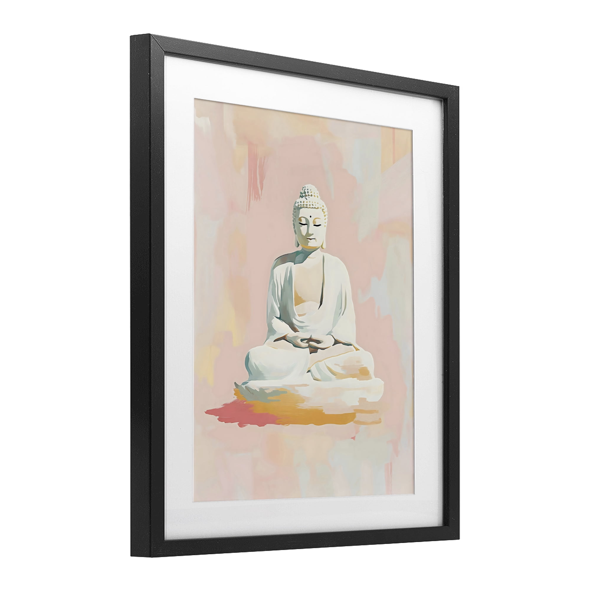 Stupell Industries Pastel Buddha In Quiet Meditation Black Framed Print Under Glass, design by The Prints Vibe