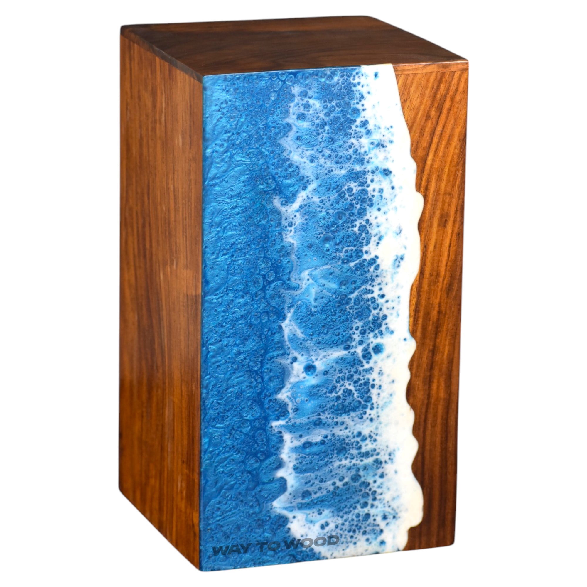 Wooden Urns for Human Ashes Adult Male, Female – Personalized Cremation Urn - Ocean Wooden Resin Urns for Burial & Home Memorial – Decorative Urn Box for Pet Ashes