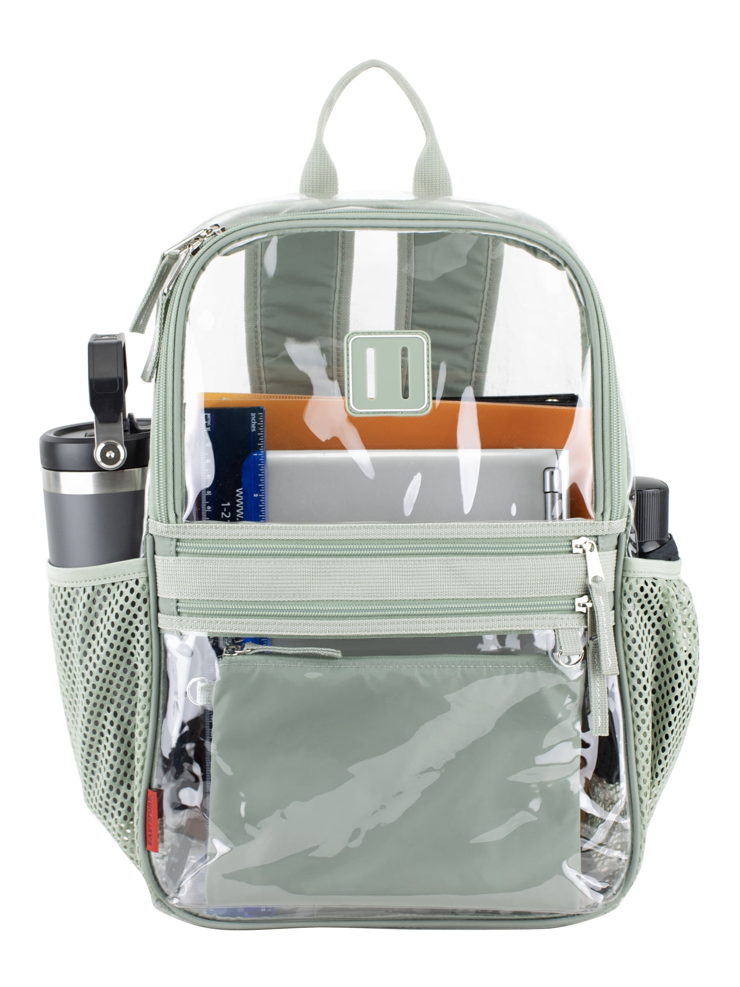 Eastsport Clara Clear Backpack Bundle w/ Zipper Pouch, Seagrass