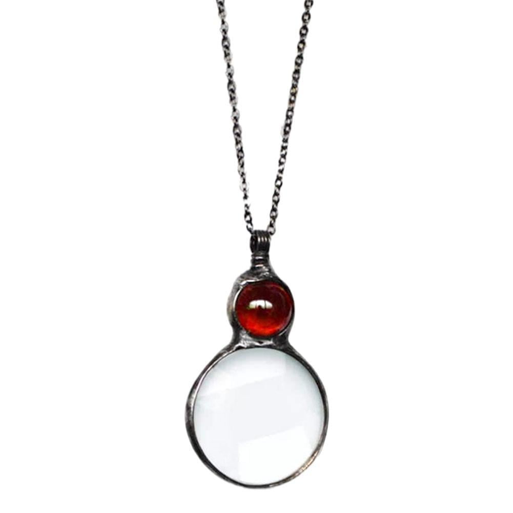 Necklace Magnifier Pendant Glass Magnifying Lens Reading Aid with Long Chain Portable Visual Tool for Seniors