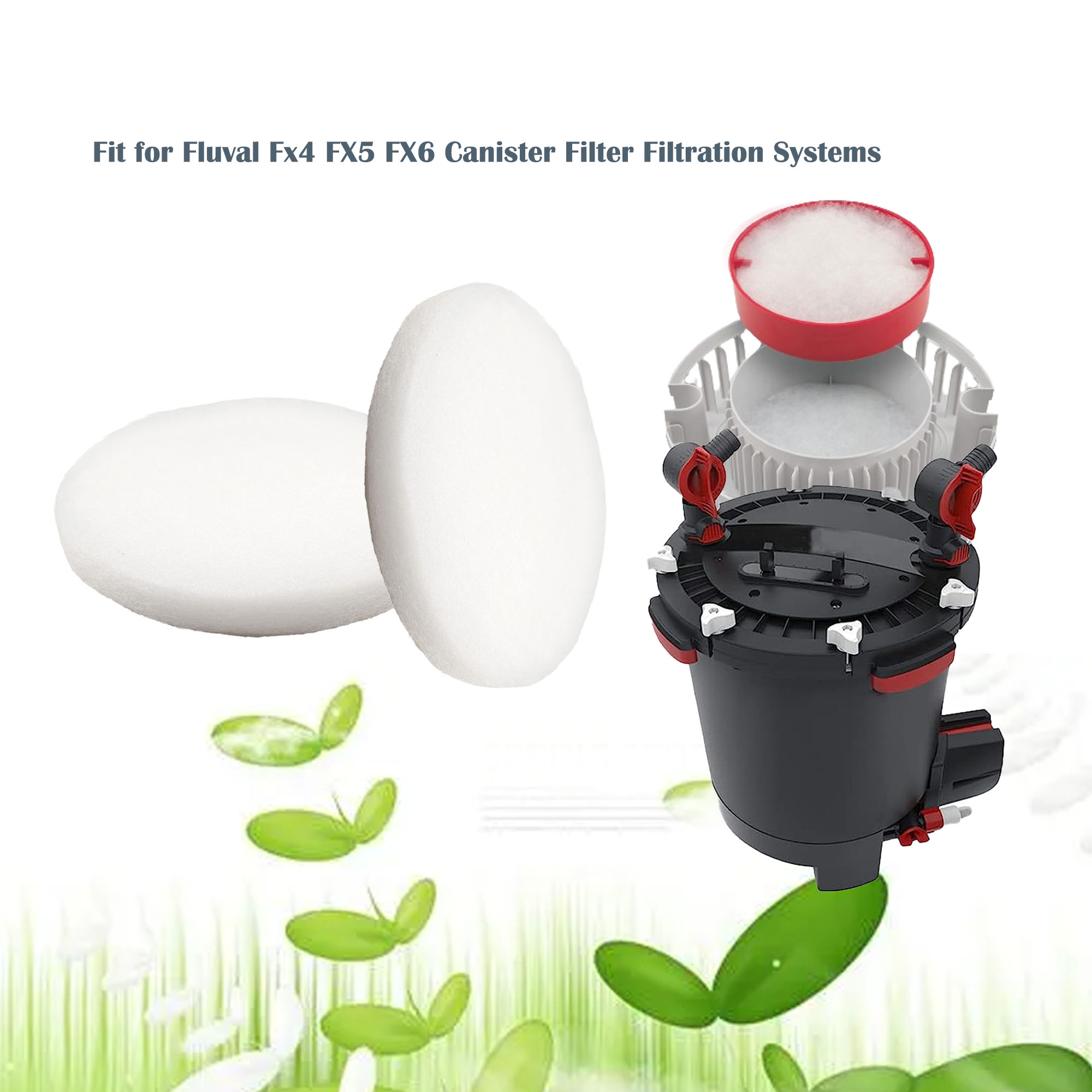 Delapan Fish Fine Foam Pre-Filter Sponges for Canister Filters Fluval Fx4 FX5 FX6 Aquarium Quick-Clear Filter Pads, 8 Pack