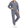 thumbnail image 4 of BRGZLK Kids 2 Piece Tracksuit Set 2026 Long Sleeve Solid Color Zip Up Hooded Sweatshirt and Elastic Waist Sweatpants Fleece Comfort Casual Sportswear Kids Fall Winter Clothes Dark Gray 3-4 Years, 4 of 7