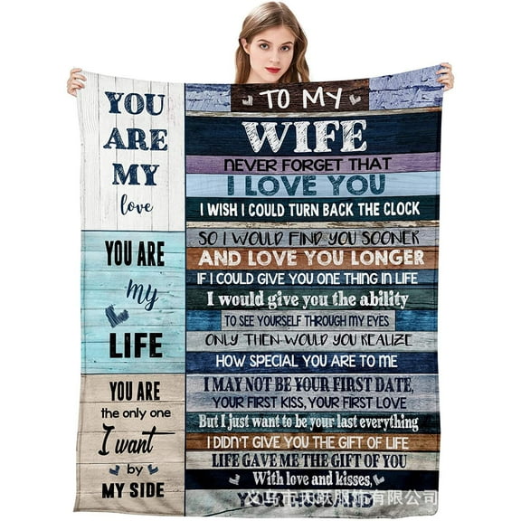 Anniversary Romantic Gift for Wife, Ultra-Soft Micro Fleece Sherpa Throw Blanket, Christmas Day Gifts for Her, Wife Birthday Gifts from Husband, for Bedding Sofa and Travel - 50×60 Inches