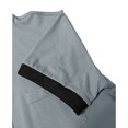 thumbnail image 4 of Domzest Mens Contrast Collar Polo Shirt Short Sleeve Button Up Golf Top with Placket Chest Pocket Light Gray 2XL, 4 of 7