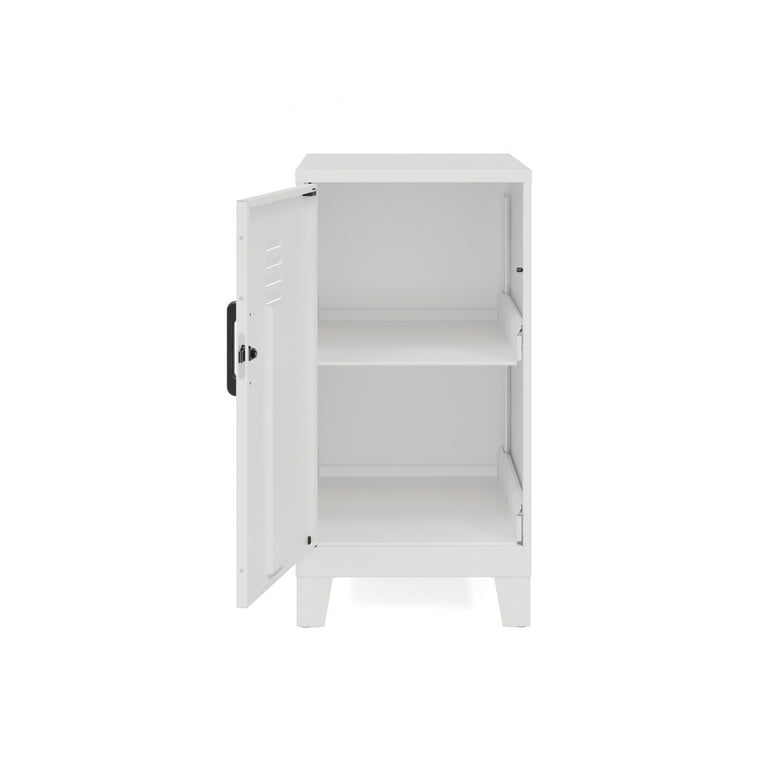 Space Solutions 27.5 H 2 Shelf Mini Metal Storage Locker Cabinet Pearl White 25220