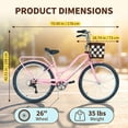 thumbnail image 6 of Ambifirner Beach Cruiser Bike, 26 inch Commuter Bicycle for Adult and Women,High-Carbon Steel Comfortable City Bikes with V-Brakes (Blue/Pink), 6 of 9