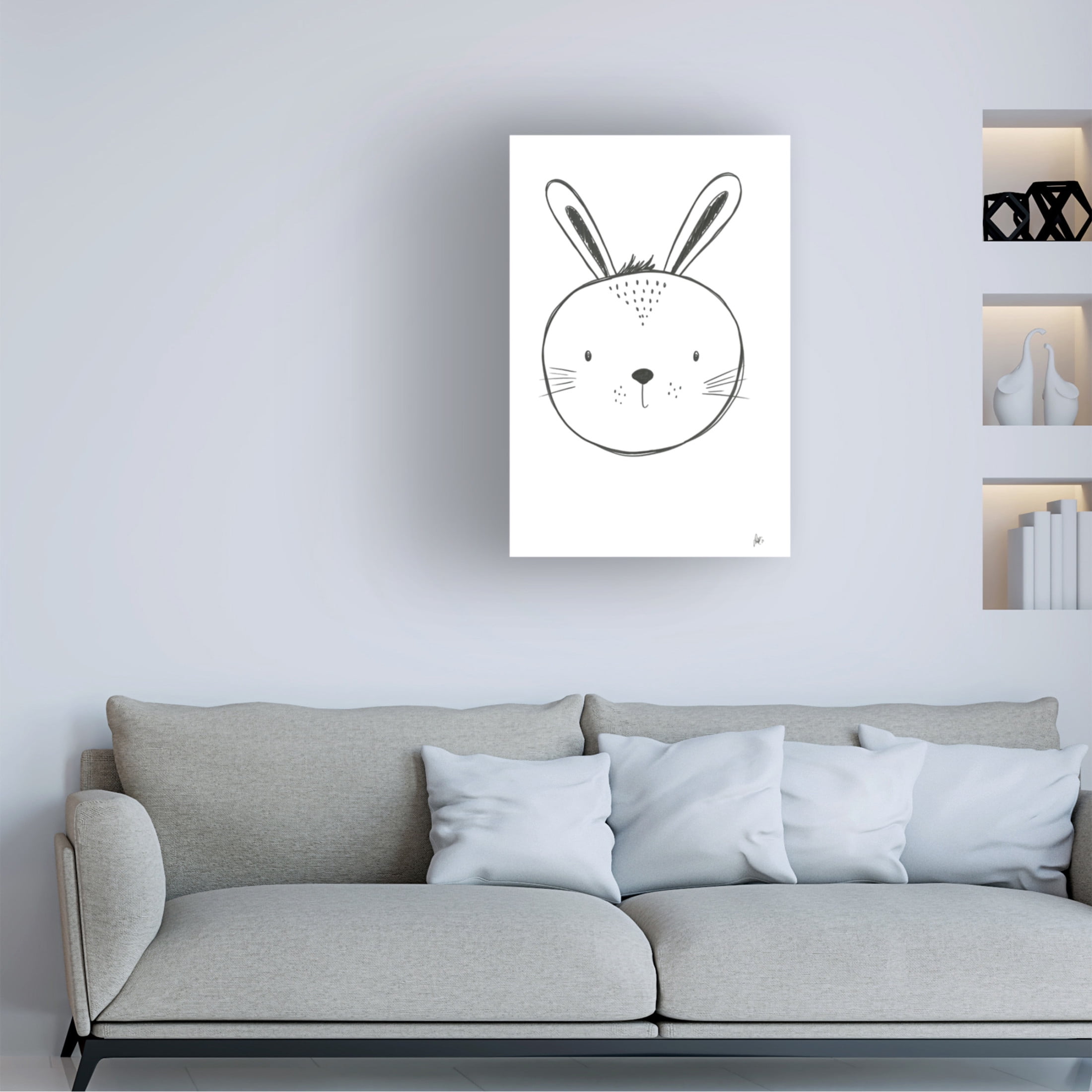 Canvas Wall Art - Lor Muller 'Bunny' Wall Art for Living Room, Bedroom, or Office Décor by Trademark Fine Art - 30 x 47 Inches