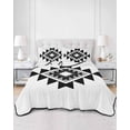 thumbnail image 3 of Black Gray Boho Twin XL Size Down Alternative Comforter, Lightweight Comforter Quilt Bedding Set with Pillow Shams Modern Abstract Geometric Lattice All Seasons Bed Comforter Duvet Insert 68"x98", 3 of 7
