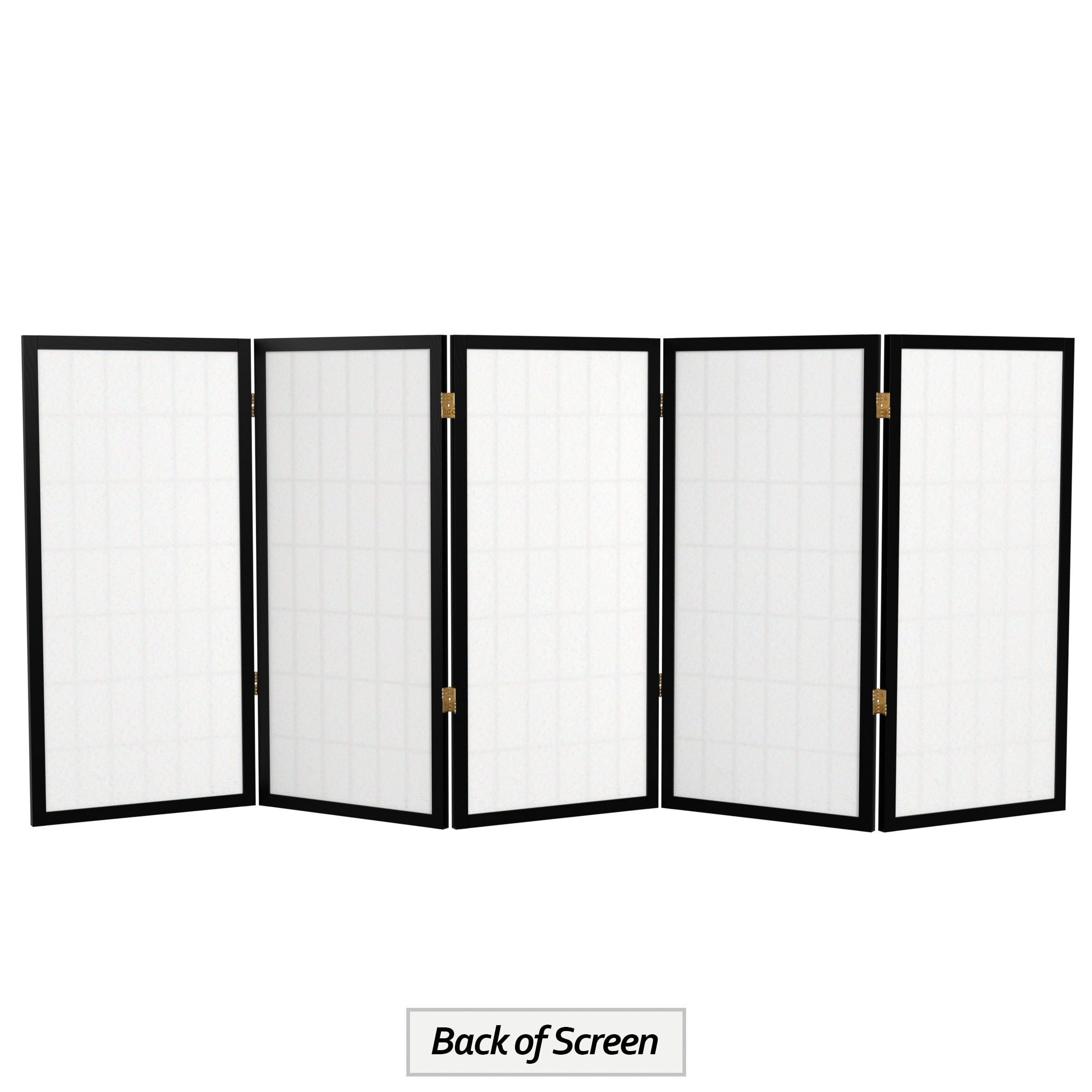 3 ft. Tall Classic Japanese Window Pane Lattice Privacy Screen - Black - 5 Panels