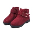 thumbnail image 5 of Girls Winter Ankle Boots, Solid Color Warm Lined Soft Sole Fashion Versatile Outdoor Daily Casual Footwear Wine 13.5, 5 of 7