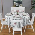 thumbnail image 2 of Gray Christmas House and Tree Pattern Round Tablecloth 60"x60",Wrinkle Wipeable Table Cloth for Kitchen Dining Room Picnic Patio Party, 2 of 6