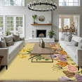 thumbnail image 4 of Easter Rabbits Area Rugs 8x10ft Spring Floral Leaf Bunny Yellow Background Floor Rug Non Slip Low Pile Ultra Soft Large Carpet for Bedroom Living Room Dining Room, 4 of 9