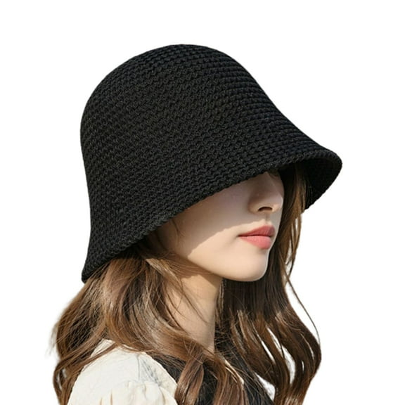 SWSMCLT Women's Winter Cap Knit Warm Cute Outdoor Spring Fashion Casual Fall Foldable Hat Summer Cloche Hat Black One Size